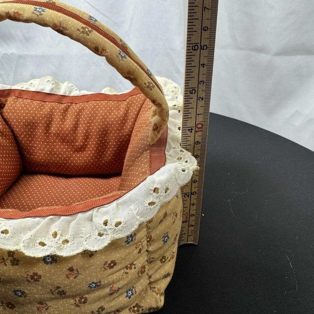 Vintage Browns Floral‎ Polka Dot Padded Basket